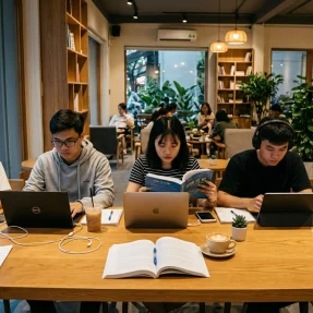 Không Gian Cafe Học Nhóm Quận 5: Bàn Rộng, Ổ Cắm Đầy Đủ, Yên Tĩnh 100%